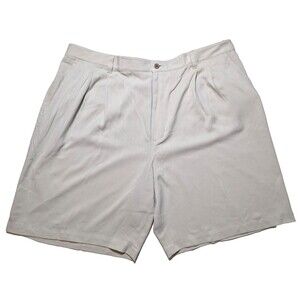 Murano Men's 42 Silk Shorts Beige Herringbone Pleated Relaxed Casual Comfort